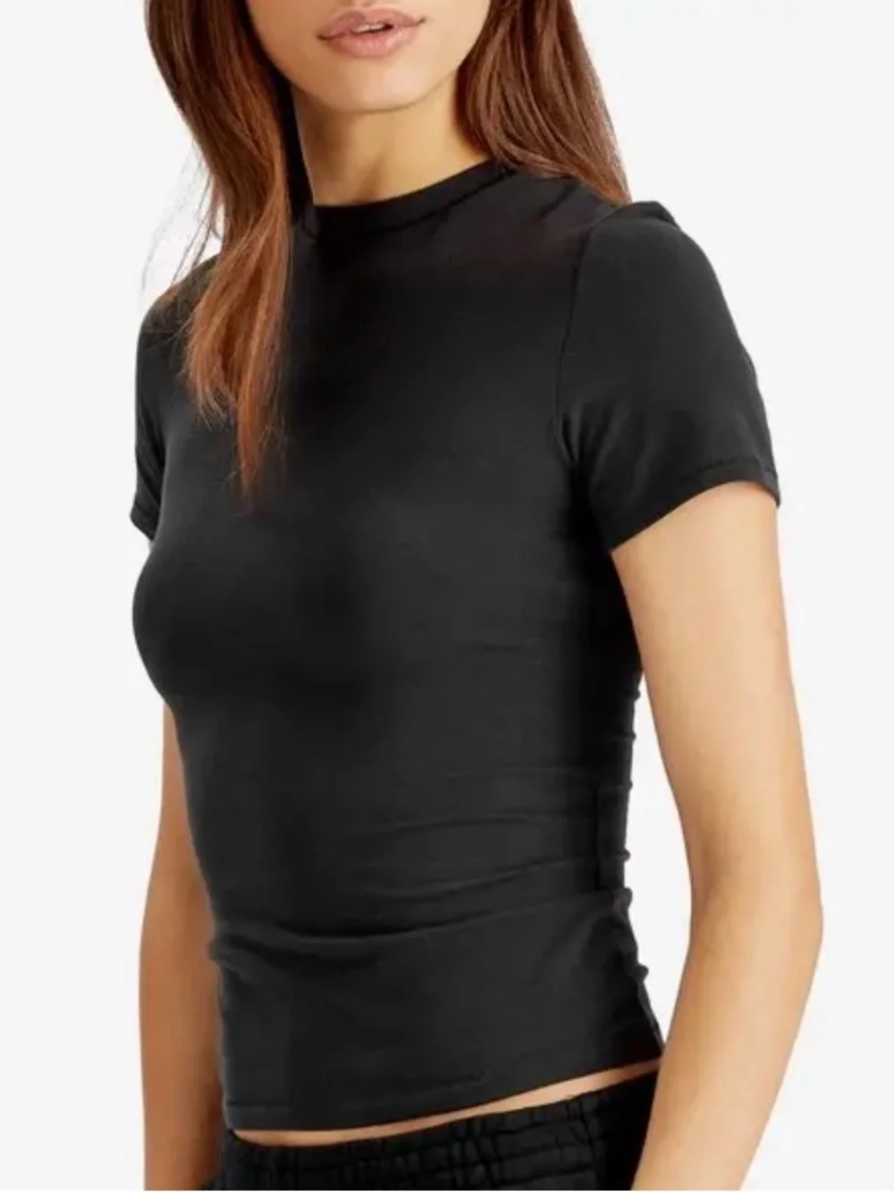 SKIMS Women's Cotton Jersey Short-Sleeve Crewneck Top in Scoot Size M - Picture 2 of 6